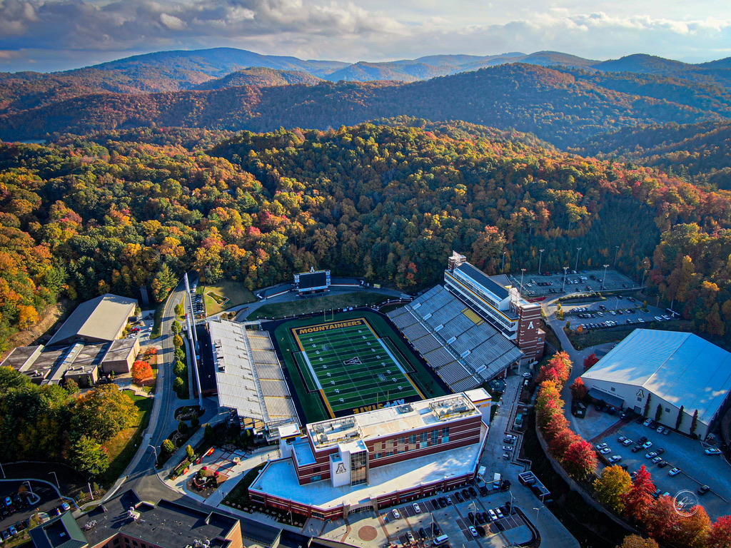 Kidd Brewer Stadium aerial view — Appalachian State University, Boone NC